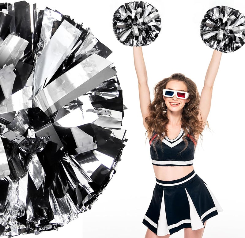 HOLENGS 4Pcs Upgraded 12inch Metallic Cheerleading Pom Poms, Cheerleader Pompoms Cheer Poms for Kids Adults, Cheering Squad Pompoms for School Sports Games Dance Party - Image 4